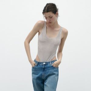 Zara Sparkly Tulle Bodysuit